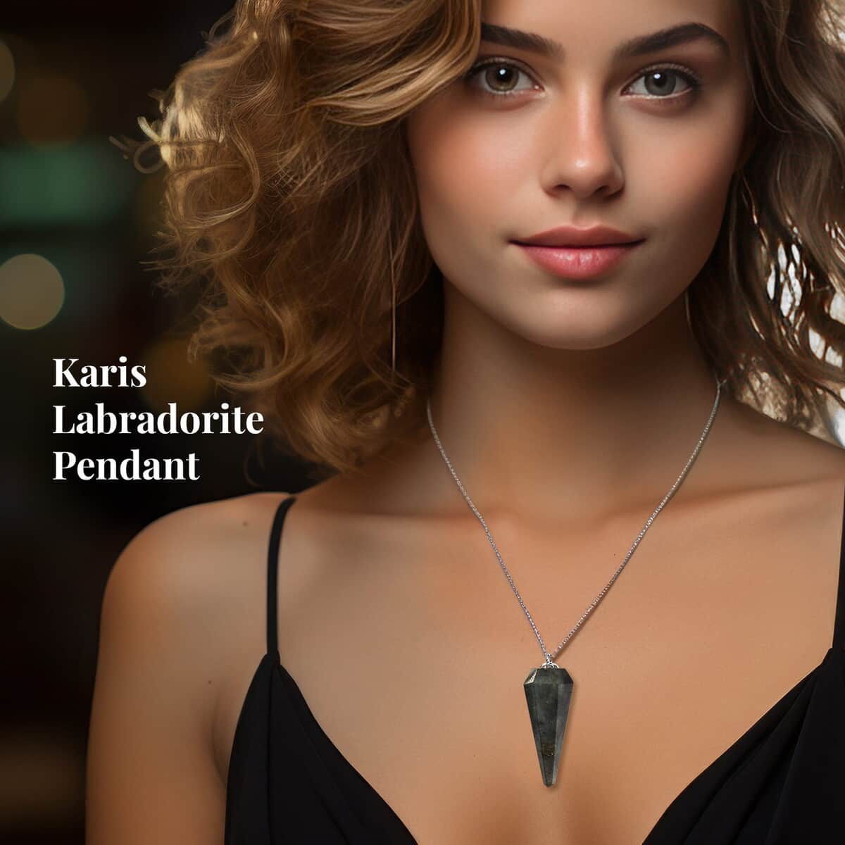 Karis Labradorite 63.15 ctw Pendulum Pendant in Platinum Bond with Stainless Steel Necklace 20 Inches image number 2