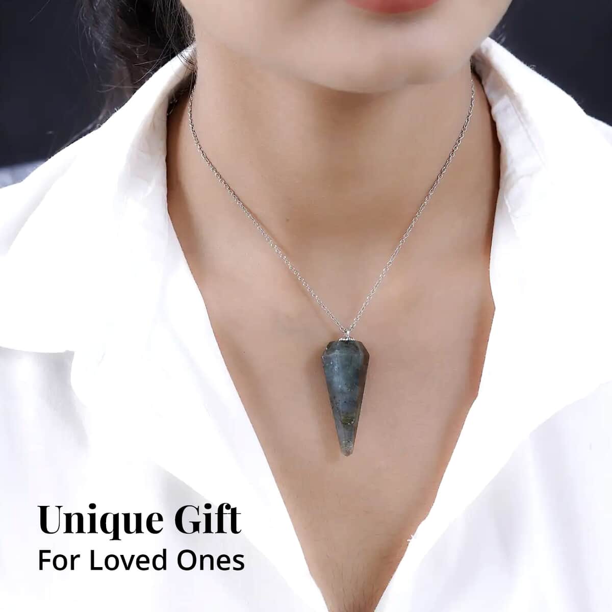 Karis Labradorite 63.15 ctw Pendulum Pendant in Platinum Bond with Stainless Steel Necklace 20 Inches image number 4