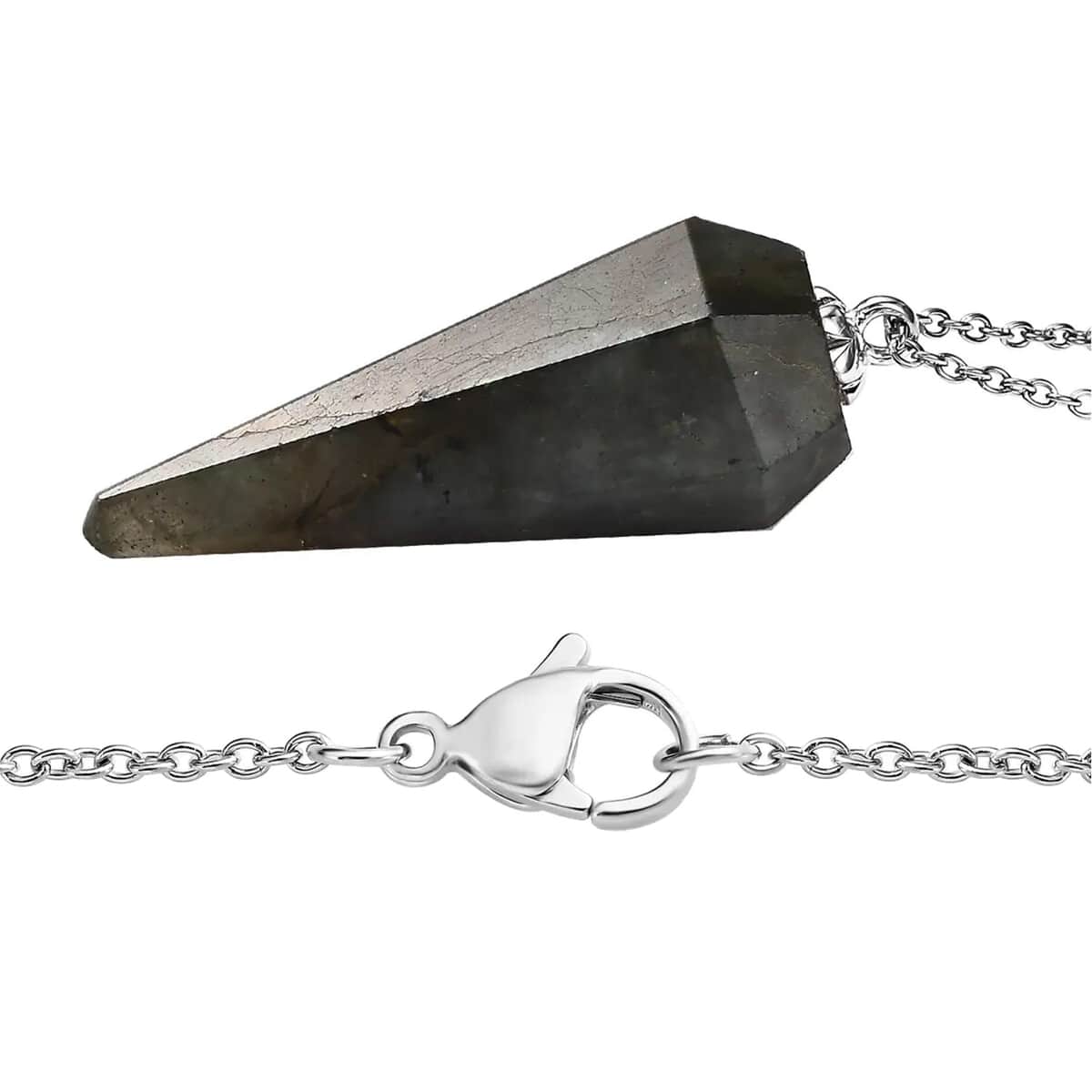 Karis Labradorite 63.15 ctw Pendulum Pendant in Platinum Bond with Stainless Steel Necklace 20 Inches image number 5