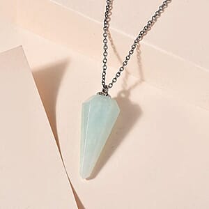 Karis Amazonite 49.65 ctw Pendant in Platinum Bond with Stainless Steel Necklace 20 Inches