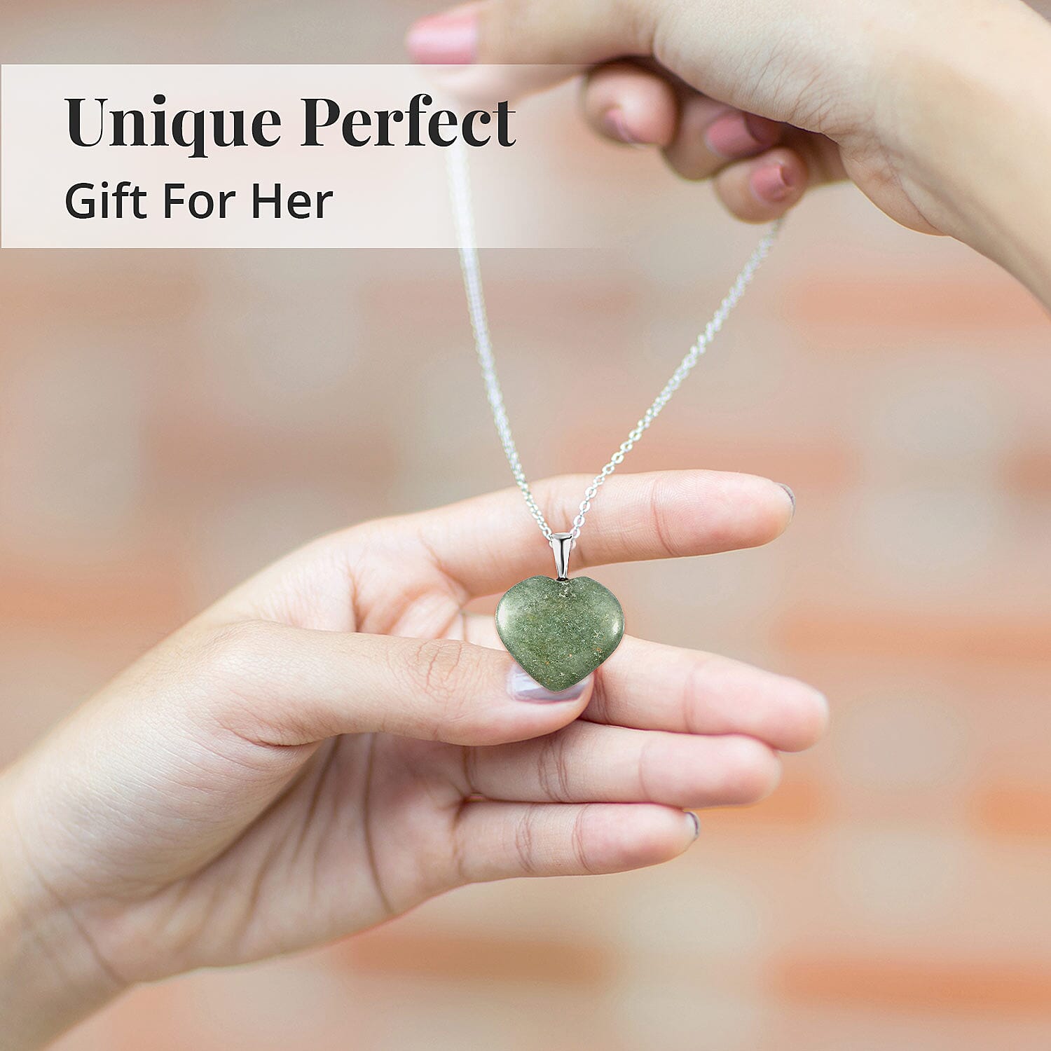 Karis Green Aventurine Heart Pendant in Platinum Bond with Stainless Steel Necklace 20 Inches 46.90 ctw