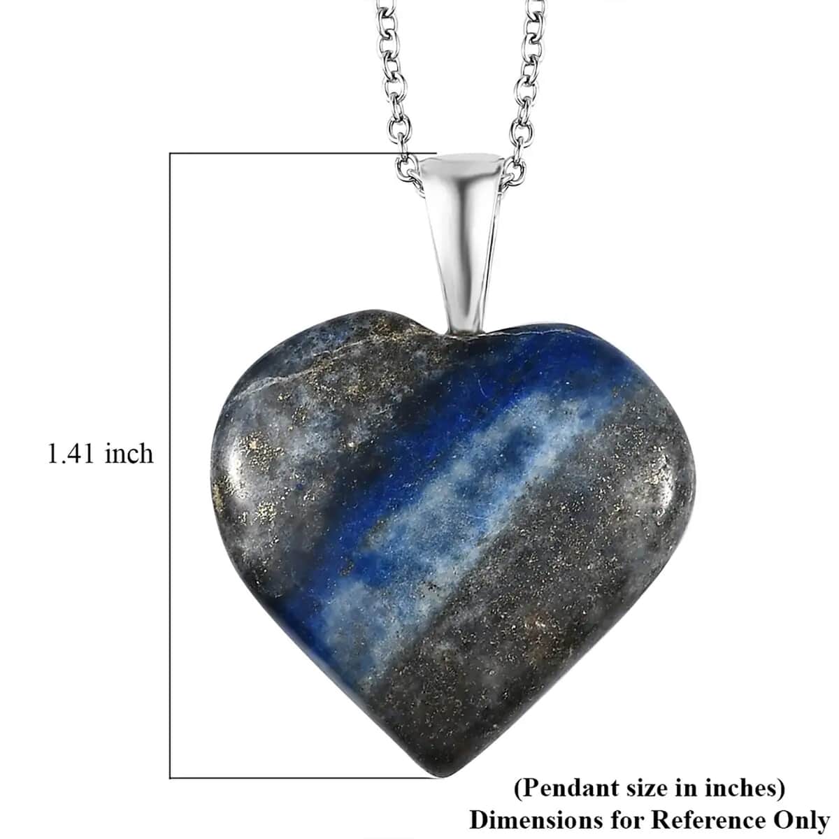 Karis Lapis Lazuli Heart Pendant in Platinum Bond with Stainless Steel Necklace 20 Inches 54.65 ctw image number 6