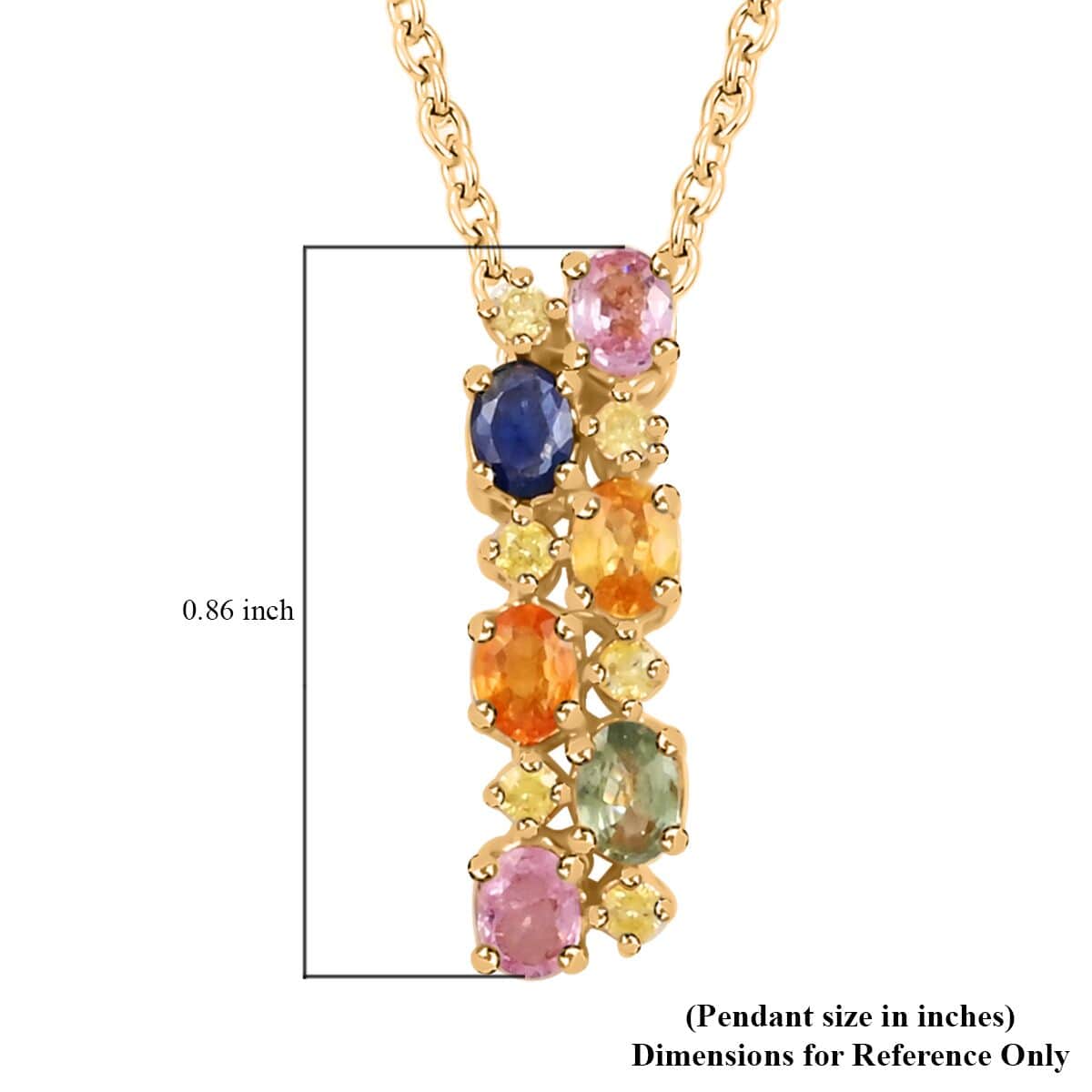 Ankur Treasure Chest Modani 14K Yellow Gold Multi Sapphire and SI Natural Yellow Diamond Pendant Necklace 18 inches 4.35 Grams 0.90 ctw image number 6