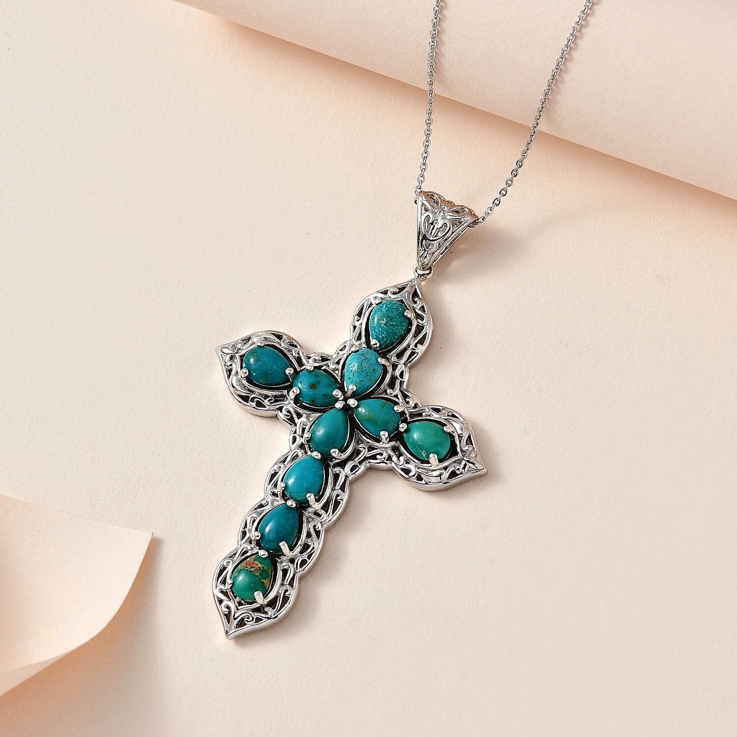 Vintage turquoise cross on sale necklace