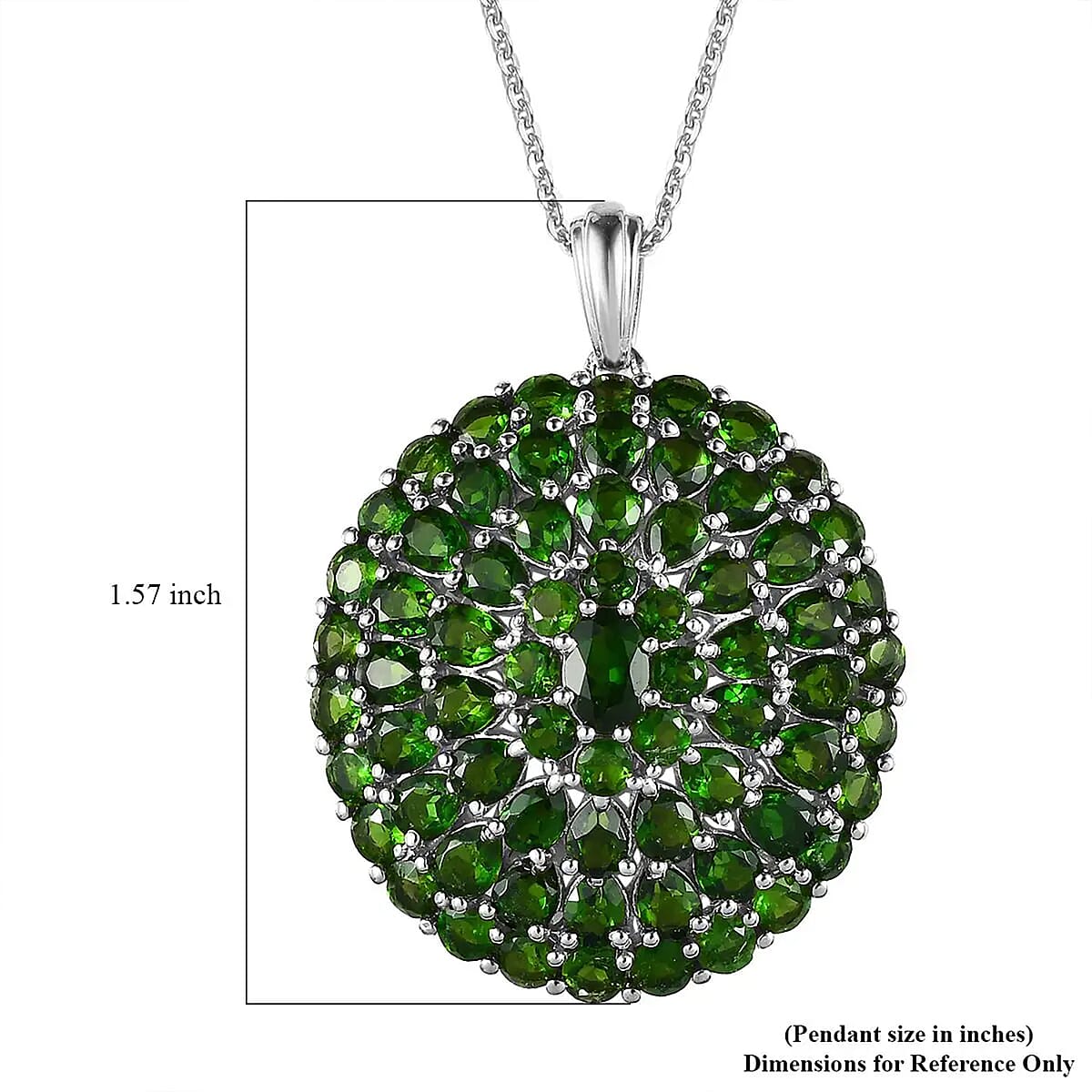 Chrome Diopside Cluster Pendant Necklace (20 Inches) in Platinum Over Sterling Silver 11.50 ctw image number 6
