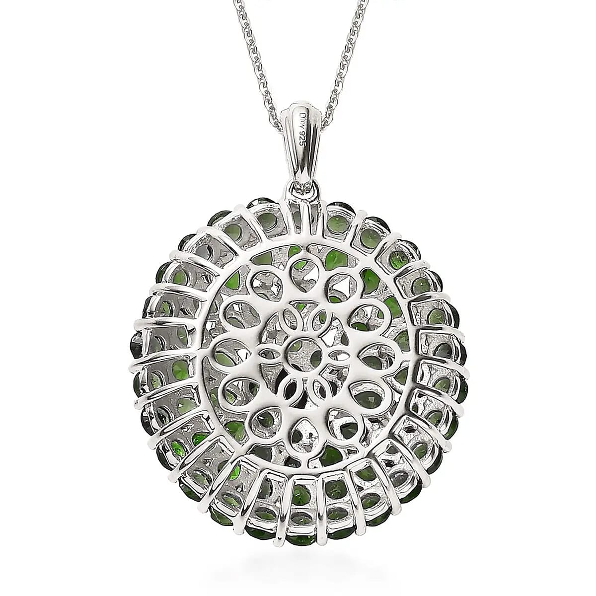 Chrome Diopside Cluster Pendant Necklace (20 Inches) in Platinum Over Sterling Silver 11.50 ctw image number 7