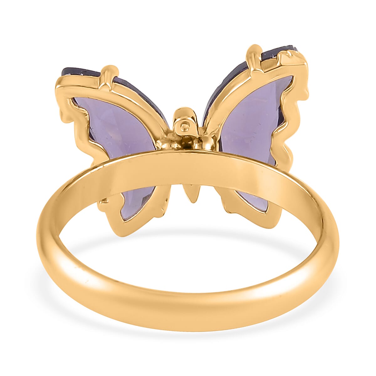 Simulated Amethyst, Simulated Diamond Butterfly Ring (Size 7.0) and Necklace 20-22 Inches in Goldtone image number 4