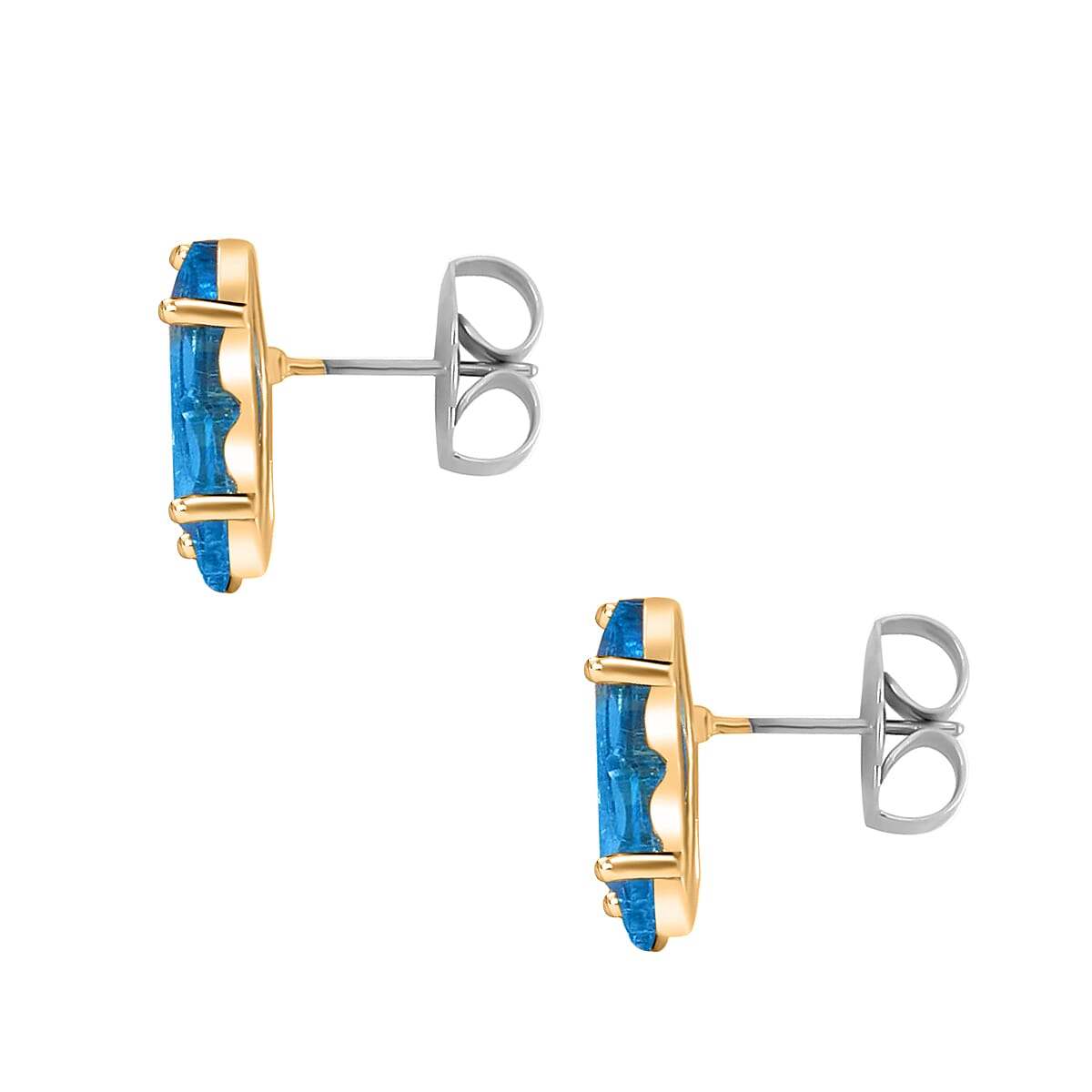 Simulated Sky Blue Topaz, Simulated Diamond Butterfly Earrings and Necklace (20-22 Inches) in Goldtone image number 6