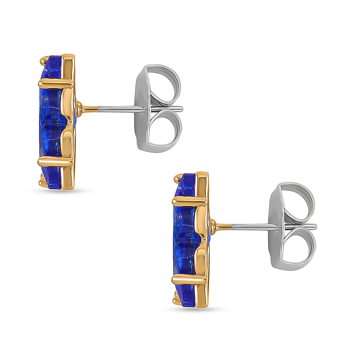 Simulated Blue Sapphire, Simulated Diamond Butterfly Earrings and Necklace 20-22 Inches in Goldtone image number 7