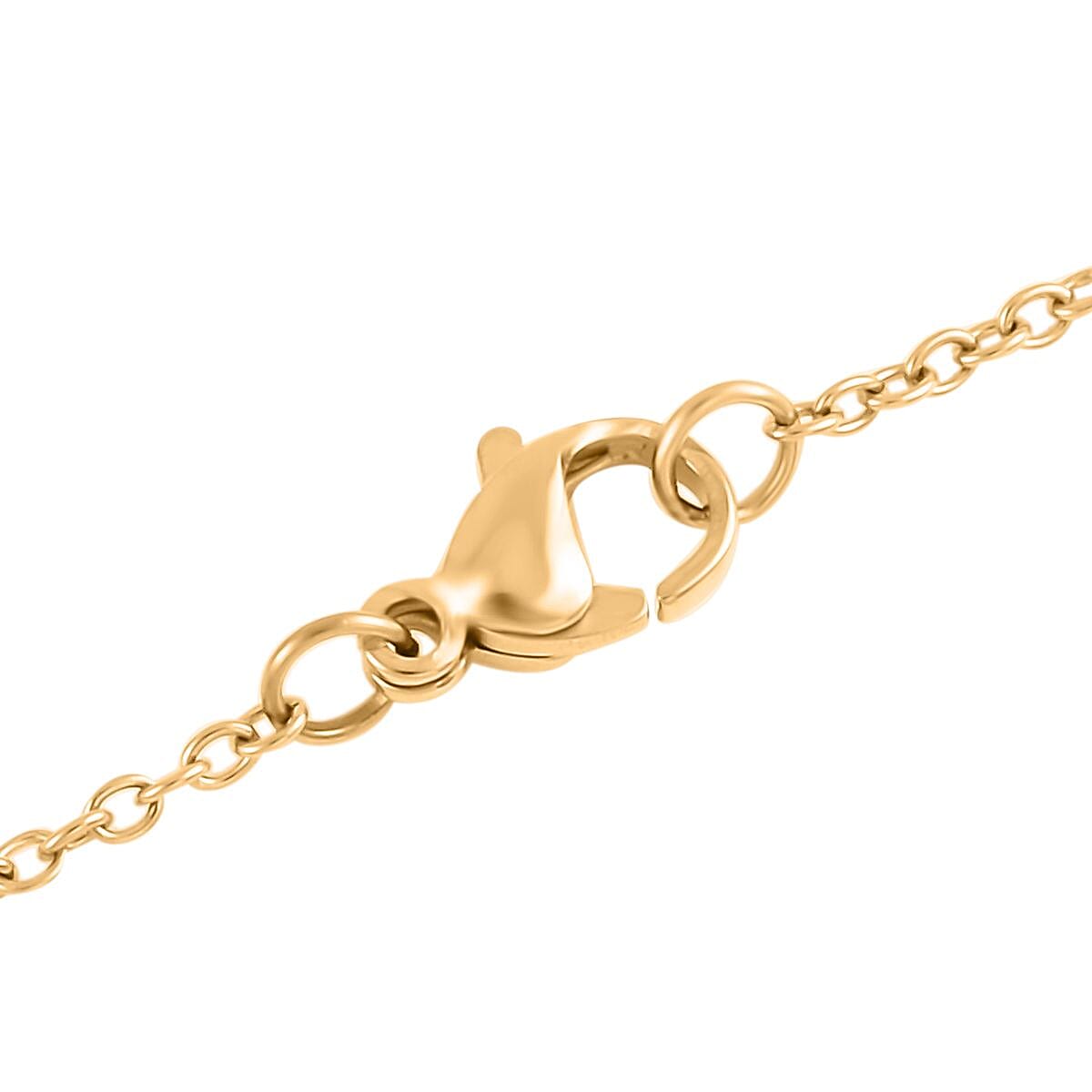 Terahertz and Simulated Diamond Pendant Necklace 20 Inches in ION Plated YG Stainless Steel 25.10 ctw