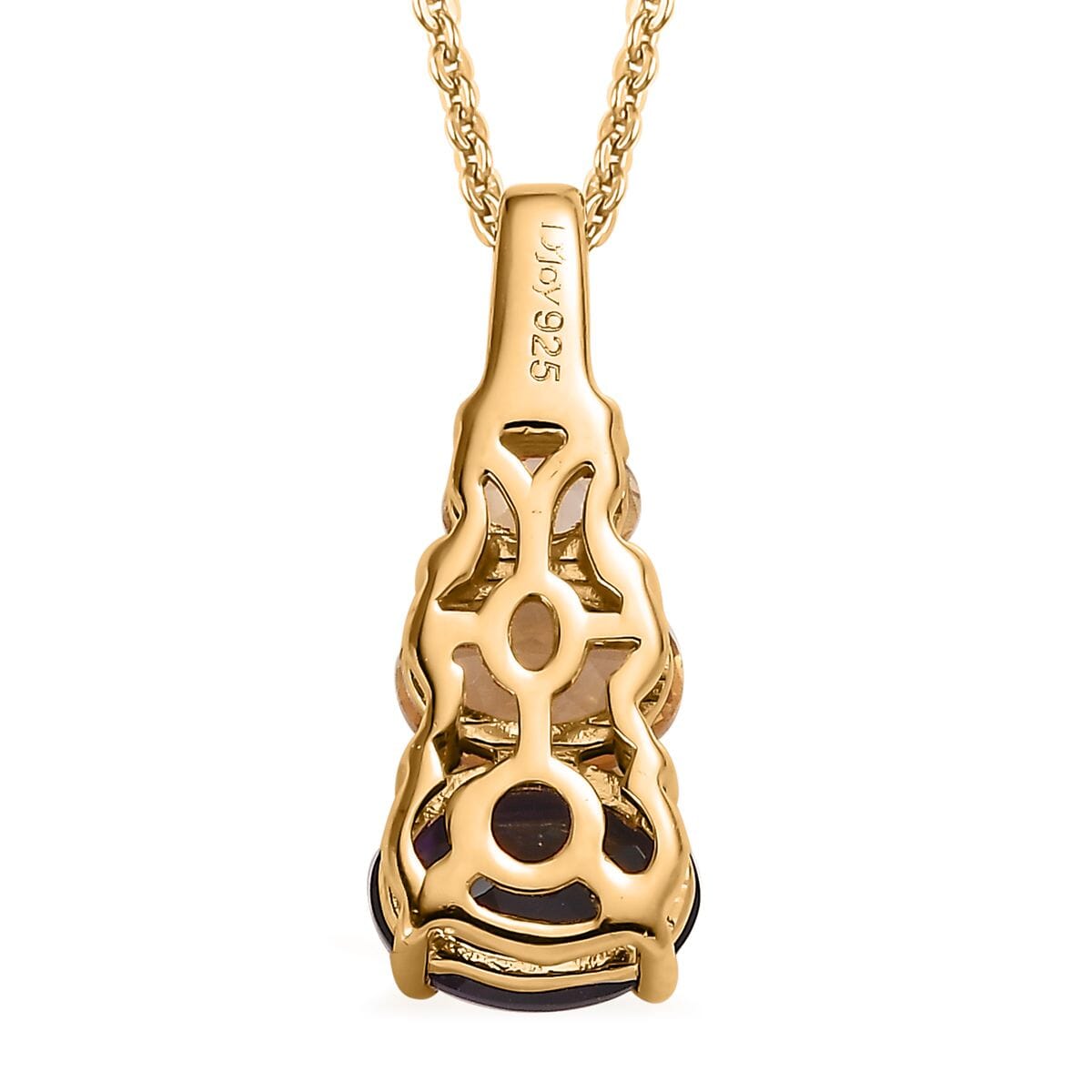 Amethyst and Brazilian Citrine Pendant Necklace 20 Inches in Vermeil Yellow Gold Over Sterling Silver 1.35 ctw image number 4