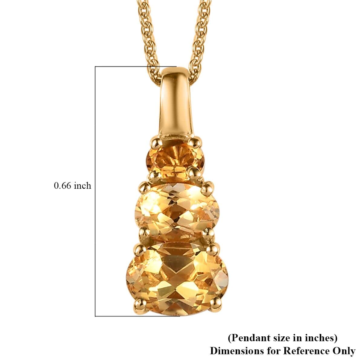 Brazilian Citrine Pendant Necklace 20 Inches in Vermeil Yellow Gold Over Sterling Silver 1.35 ctw image number 6