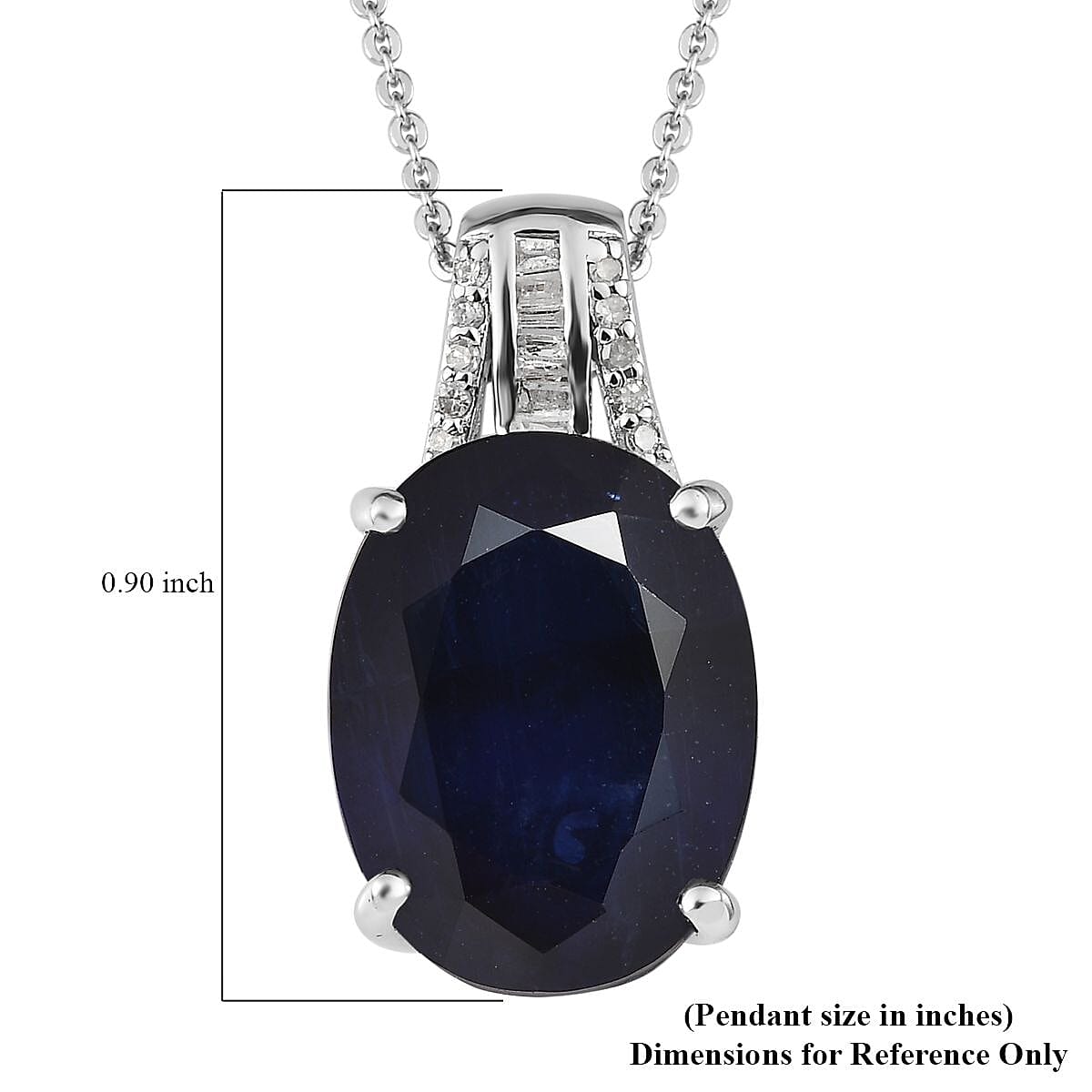 Masoala Sapphire (FF) and Diamond Pendant Necklace 20 Inches in Platinum Over Sterling Silver 14.35 ctw