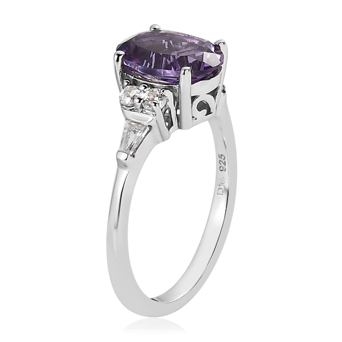 Premium Uruguayan Amethyst, White Zircon Ring and Pendant in Platinum Over Sterling Silver 3.75 ctw image number 4