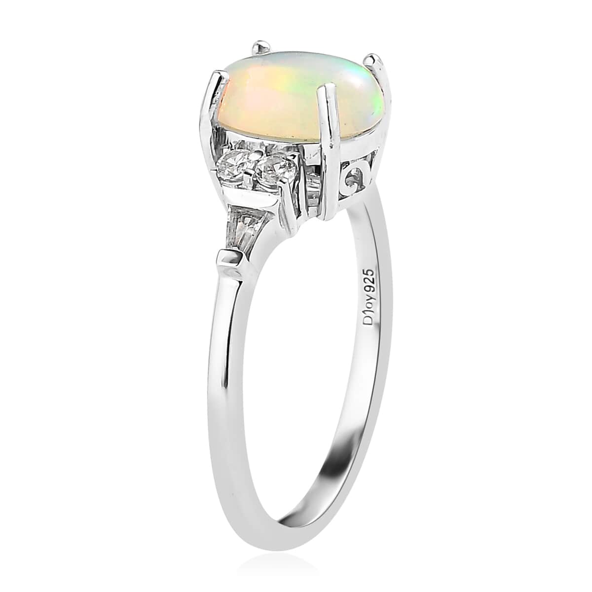 Premium Ethiopian Welo Opal, White Zircon Ring (Size 10.0) and Pendant in Platinum Over Sterling Silver 2.90 ctw image number 4
