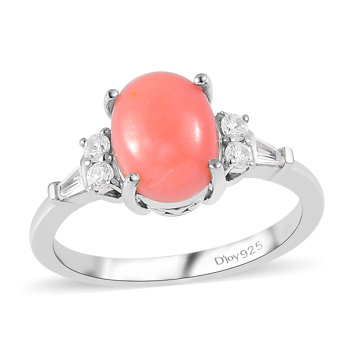 Premium Peruvian Pink Opal, White Zircon Ring (Size 7.0) and Pendant in Platinum Over Sterling Silver 3.75 ctw image number 3