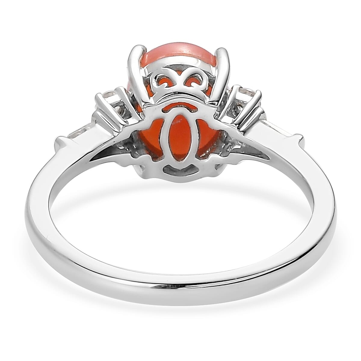 Premium Peruvian Pink Opal, White Zircon Ring (Size 7.0) and Pendant in Platinum Over Sterling Silver 3.75 ctw image number 5