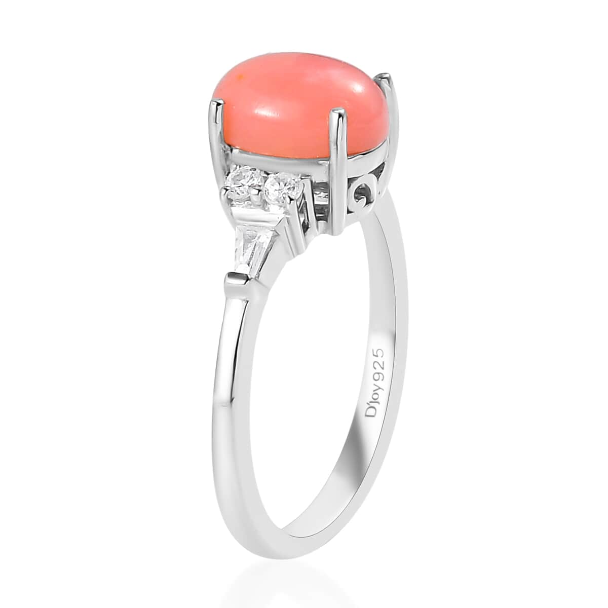 Premium Peruvian Pink Opal, White Zircon Ring (Size 8.0) and Pendant in Platinum Over Sterling Silver 3.75 ctw image number 4