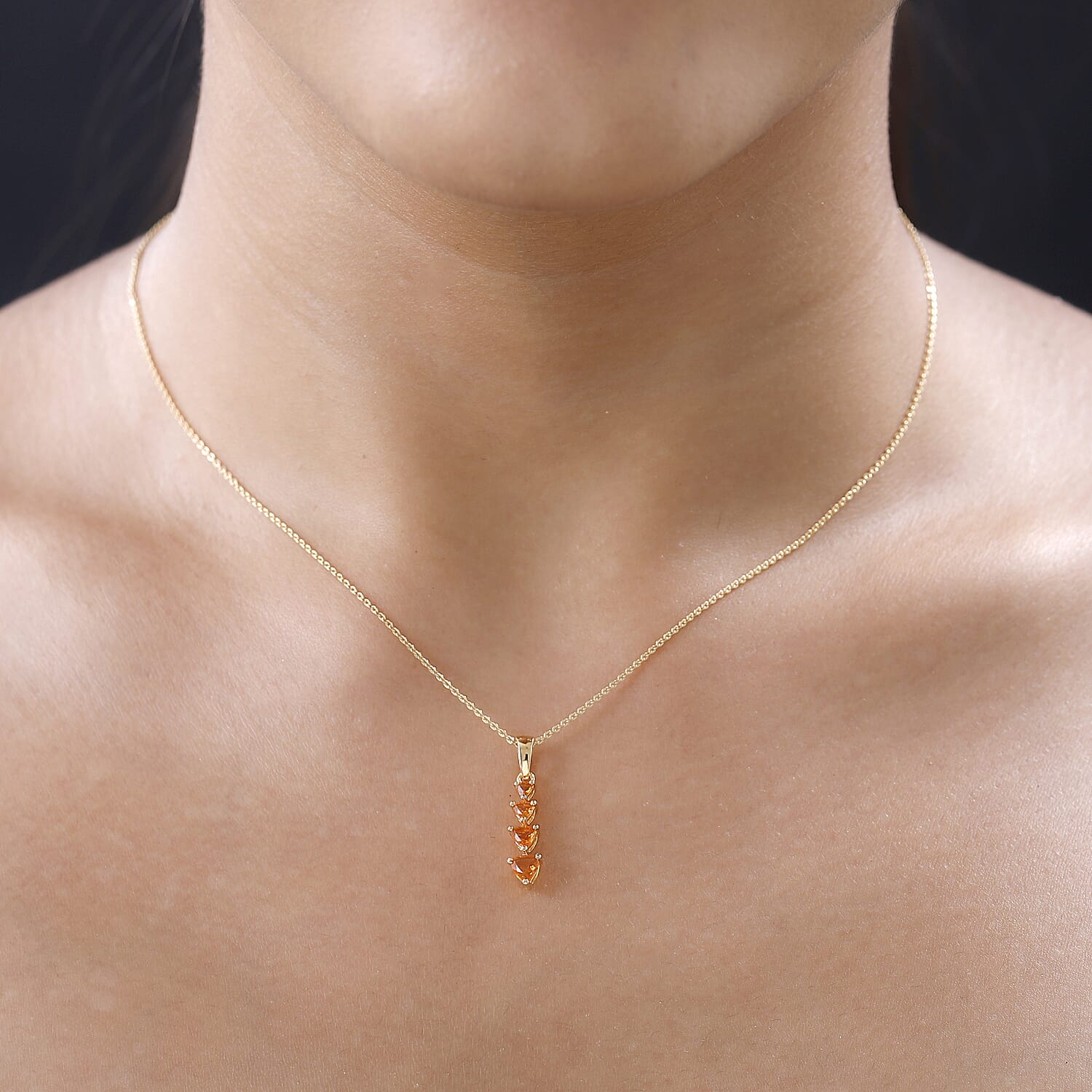 Jalisco Fire Opal Pendant Necklace 20 Inches in Vermeil Yellow Gold Over Sterling Silver 0.35 ctw