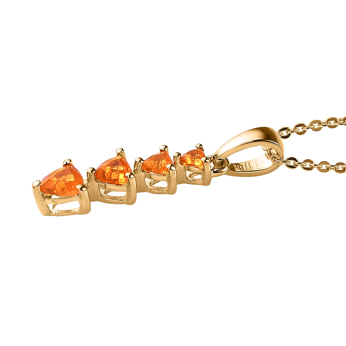 Jalisco Fire Opal Pendant Necklace 20 Inches in Vermeil Yellow Gold Over Sterling Silver 0.35 ctw