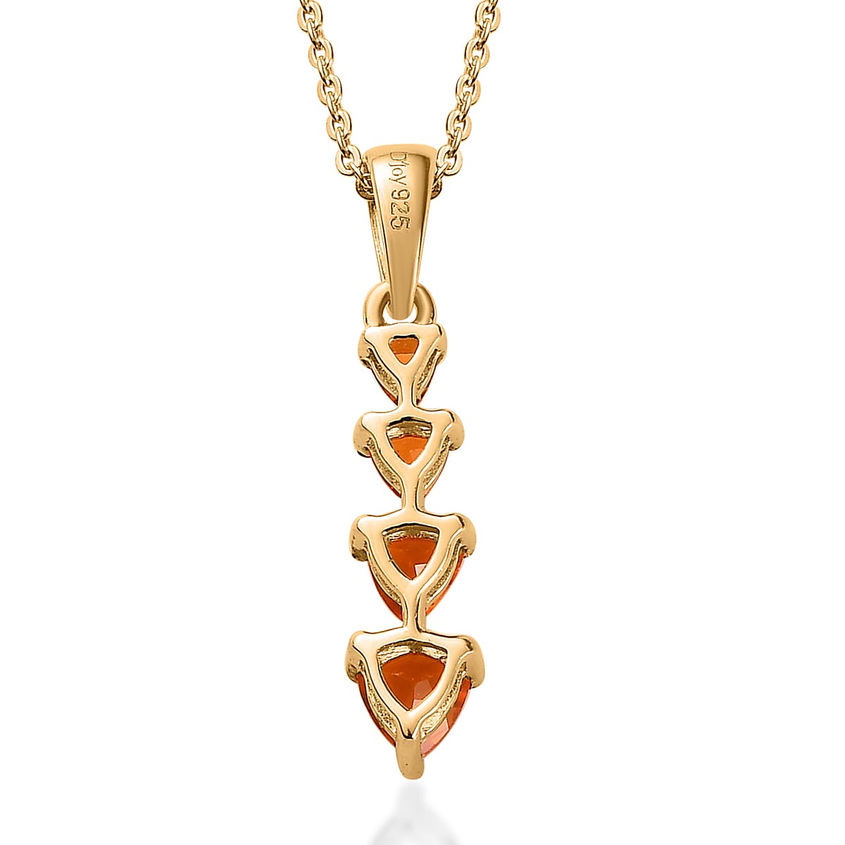 Jalisco Fire Opal Pendant Necklace 20 Inches in Vermeil Yellow Gold Over Sterling Silver 0.35 ctw
