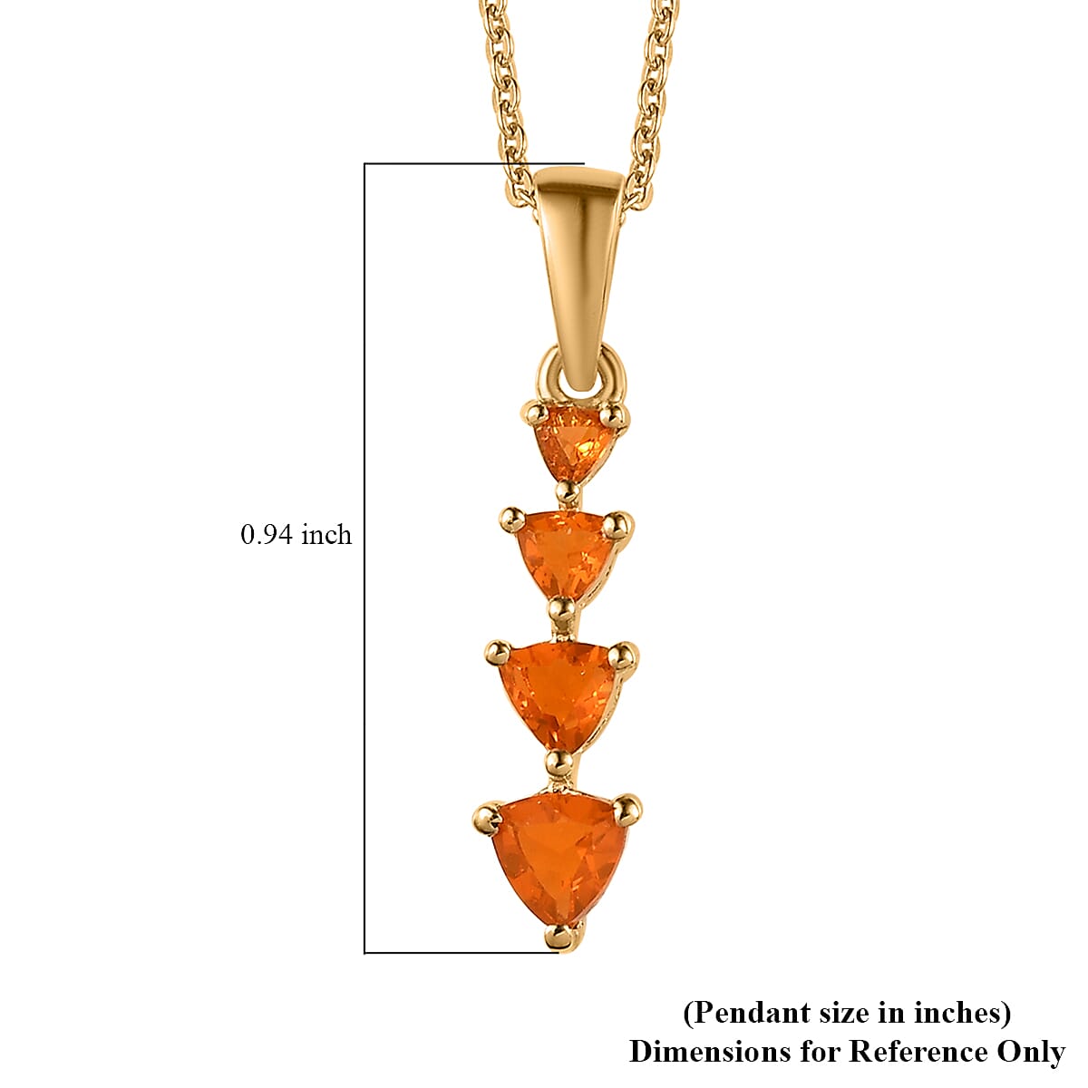 Jalisco Fire Opal Pendant Necklace 20 Inches in Vermeil Yellow Gold Over Sterling Silver 0.35 ctw