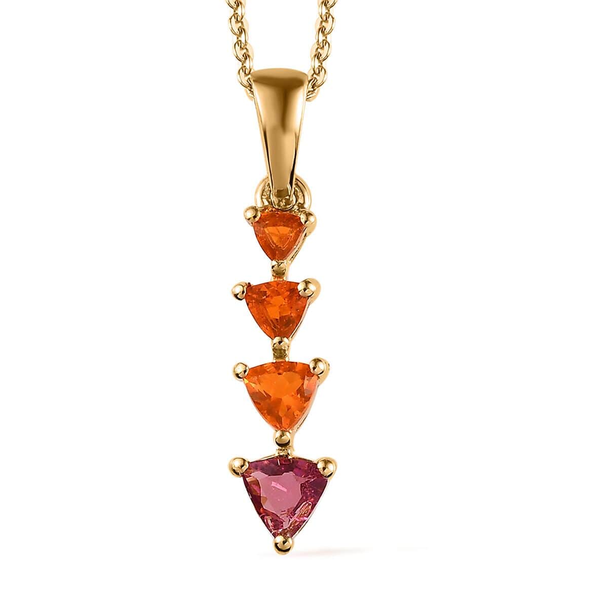 Multi-Tourmaline and Jalisco Fire Opal Pendant Necklace 20 Inches in Vermeil Yellow Gold Over Sterling Silver 0.40 ctw image number 0