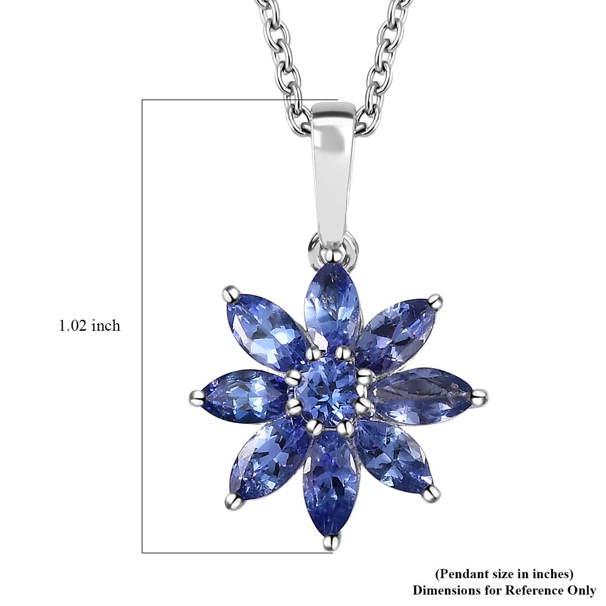 Premium Tanzanite Floral Pendant Necklace 20 Inches in Platinum Over Sterling Silver 2.50 ctw image number 5