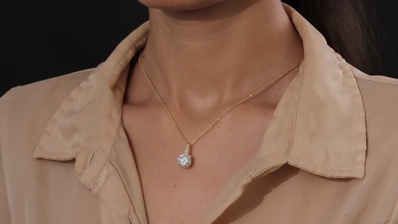 Moissanite Pendant Necklace 20 Inches in Vermeil Yellow Gold Over Sterling Silver 3.60 ctw