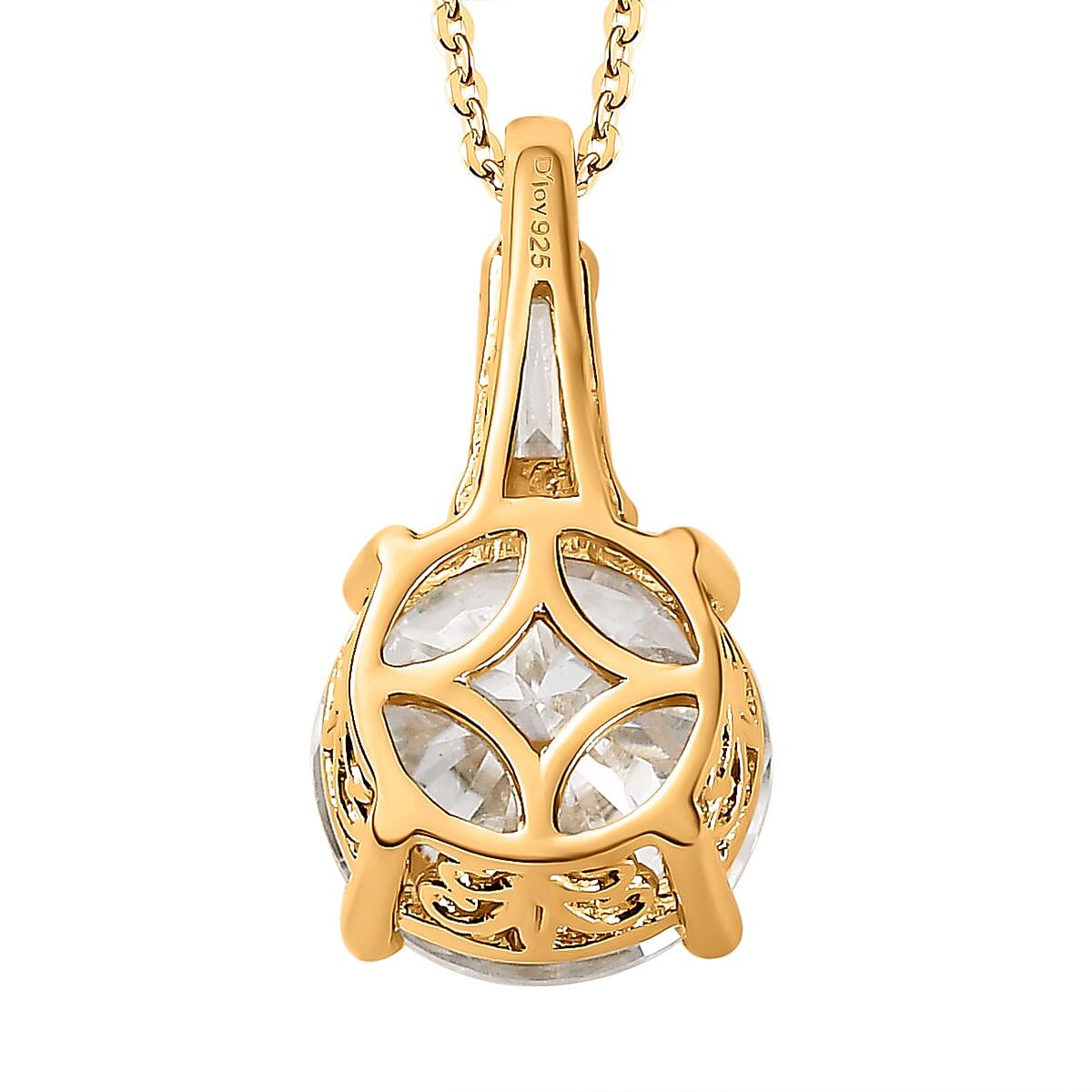 Moissanite Pendant Necklace 20 Inches in Vermeil Yellow Gold Over Sterling Silver 3.60 ctw