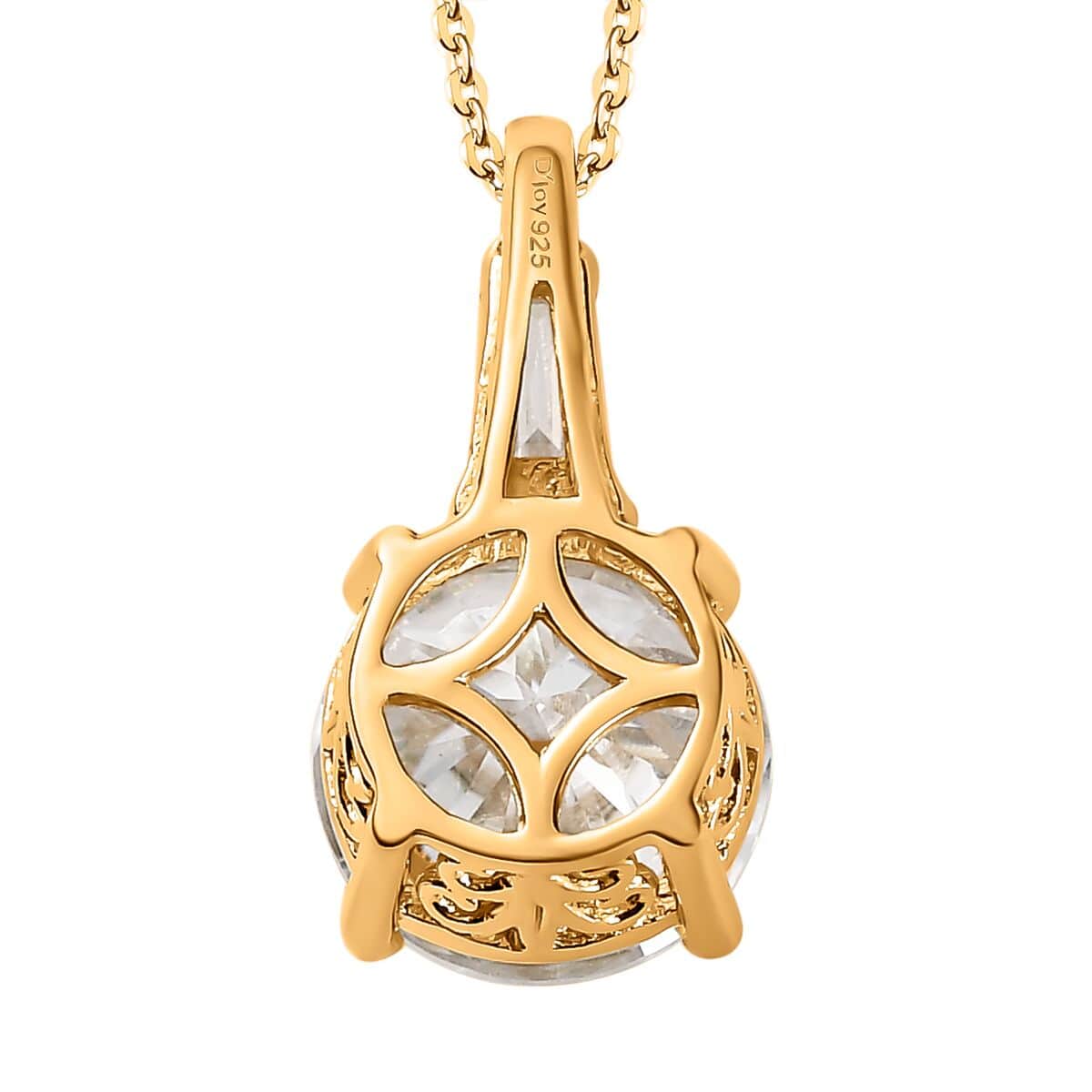 Moissanite Pendant Necklace 20 Inches in Vermeil Yellow Gold Over Sterling Silver 3.60 ctw image number 4