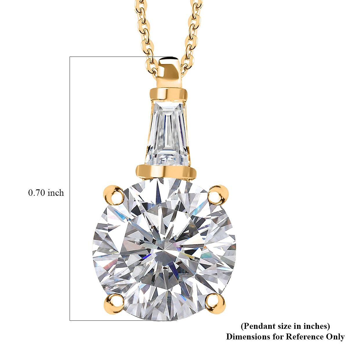 Moissanite Pendant Necklace 20 Inches in Vermeil Yellow Gold Over Sterling Silver 3.60 ctw
