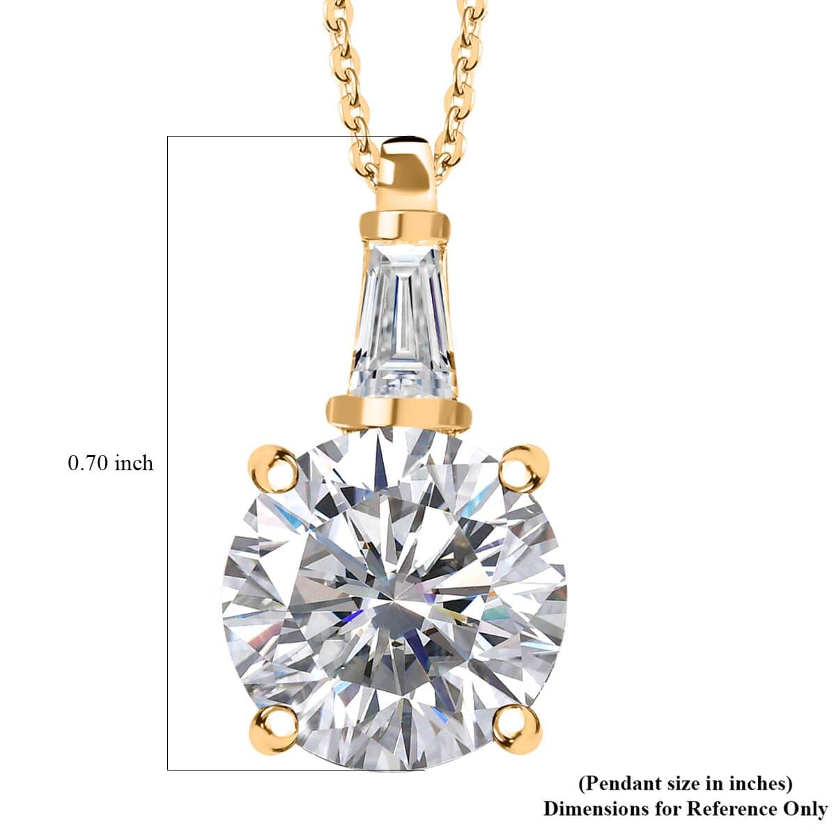 Moissanite Pendant Necklace 20 Inches in Vermeil Yellow Gold Over Sterling Silver 3.60 ctw image number 5