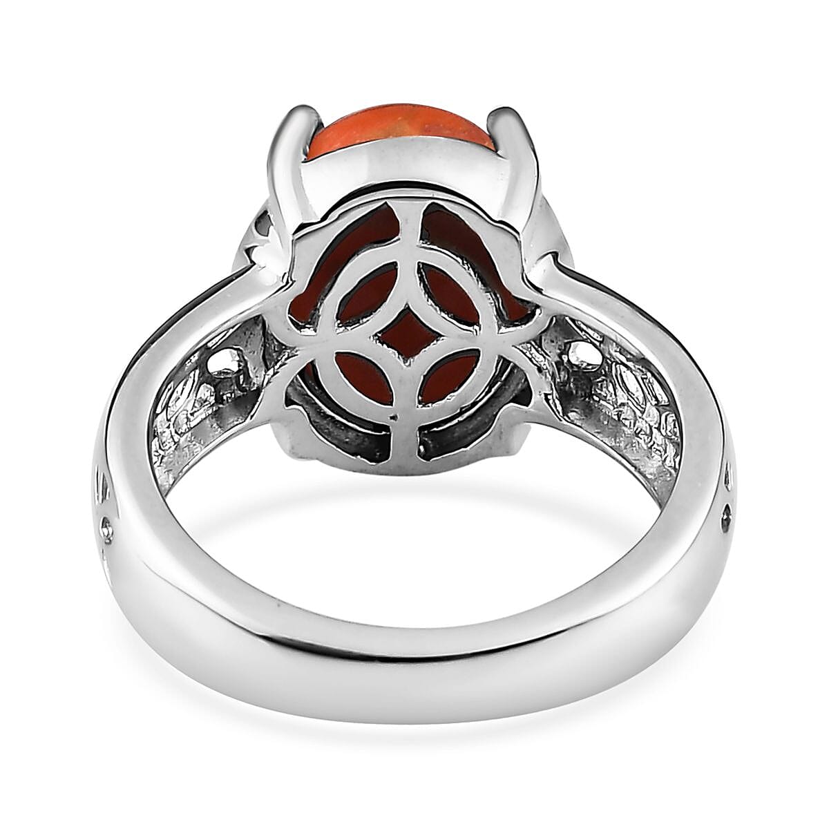 Karis Mojave Orange and Blue Turquoise Solitaire Set of 2 Ring in Platinum Bond (SIZE 7.0) 7.65 ctw image number 7