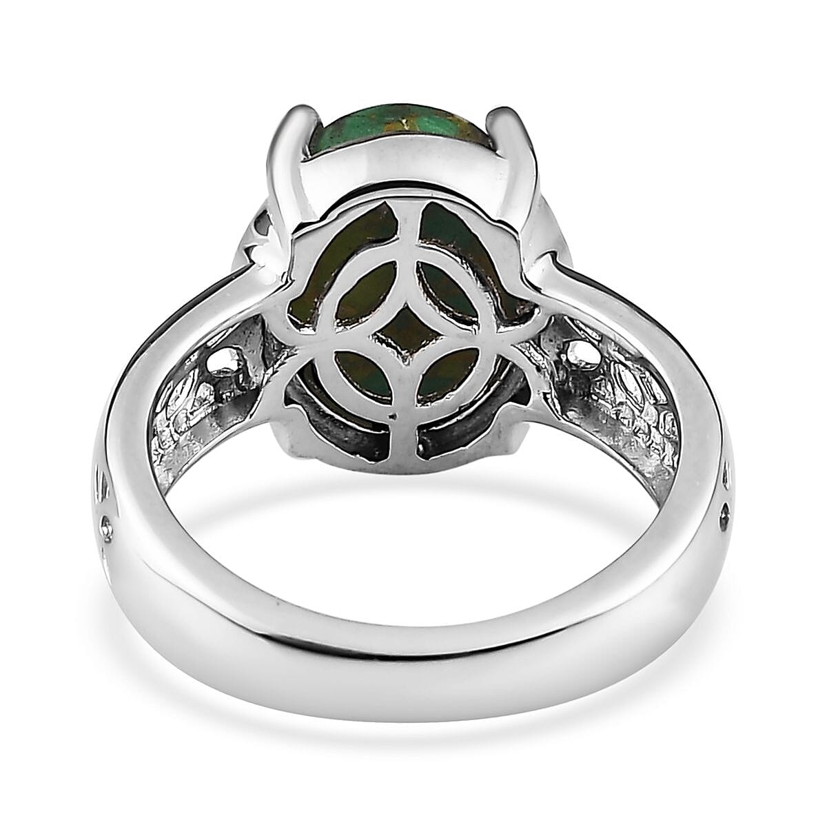 Karis Mojave Green and Purple Turquoise Solitaire Set of 2 Ring in Platinum Bond (SIZE 7.0) 7.60 ctw image number 4