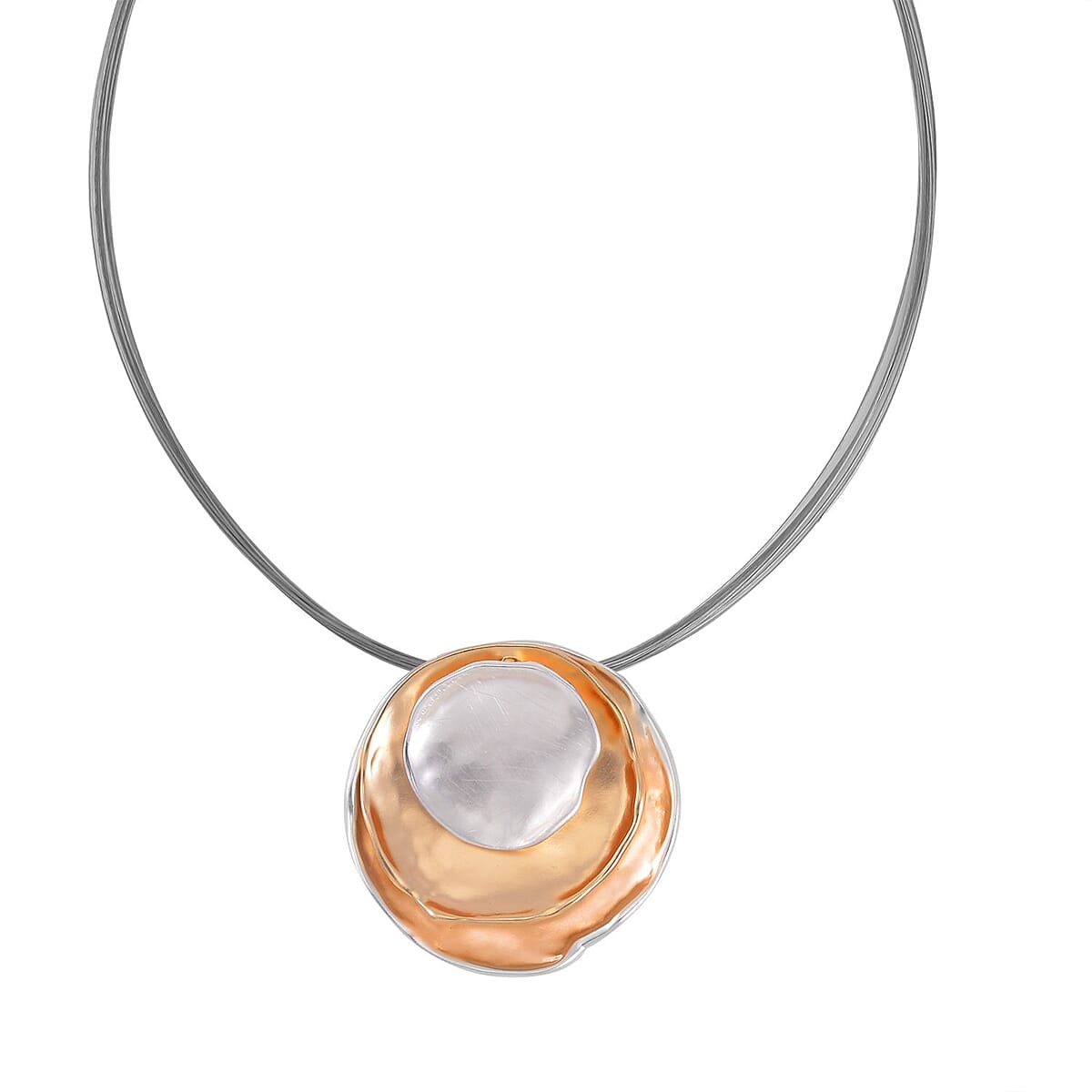 Set of 2 Freshwater Pearl, White Zirocn Earrings and Necklace (18-20 Inches) in Twotone image number 2