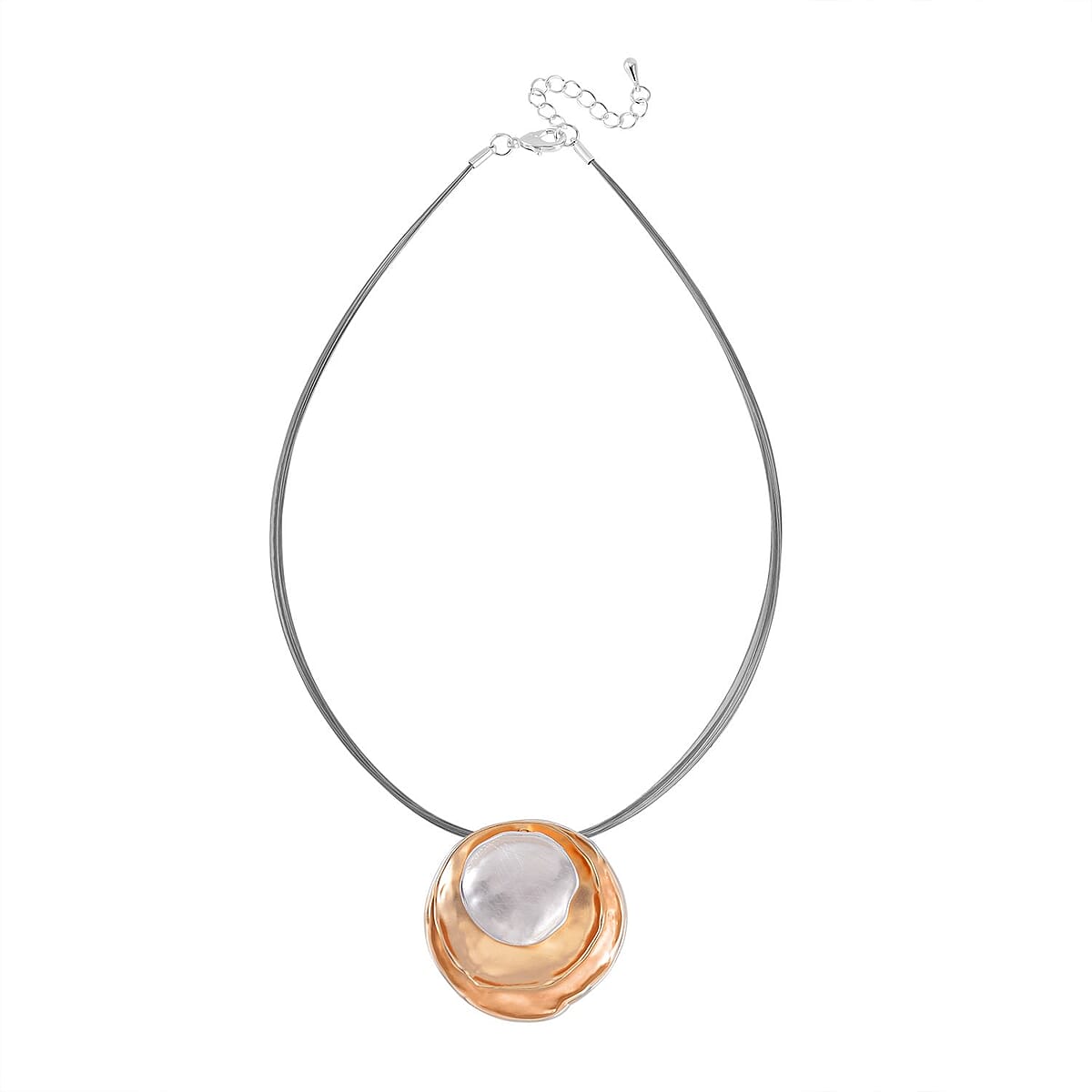 Set of 2 Freshwater Pearl, White Zirocn Earrings and Necklace (18-20 Inches) in Twotone image number 4
