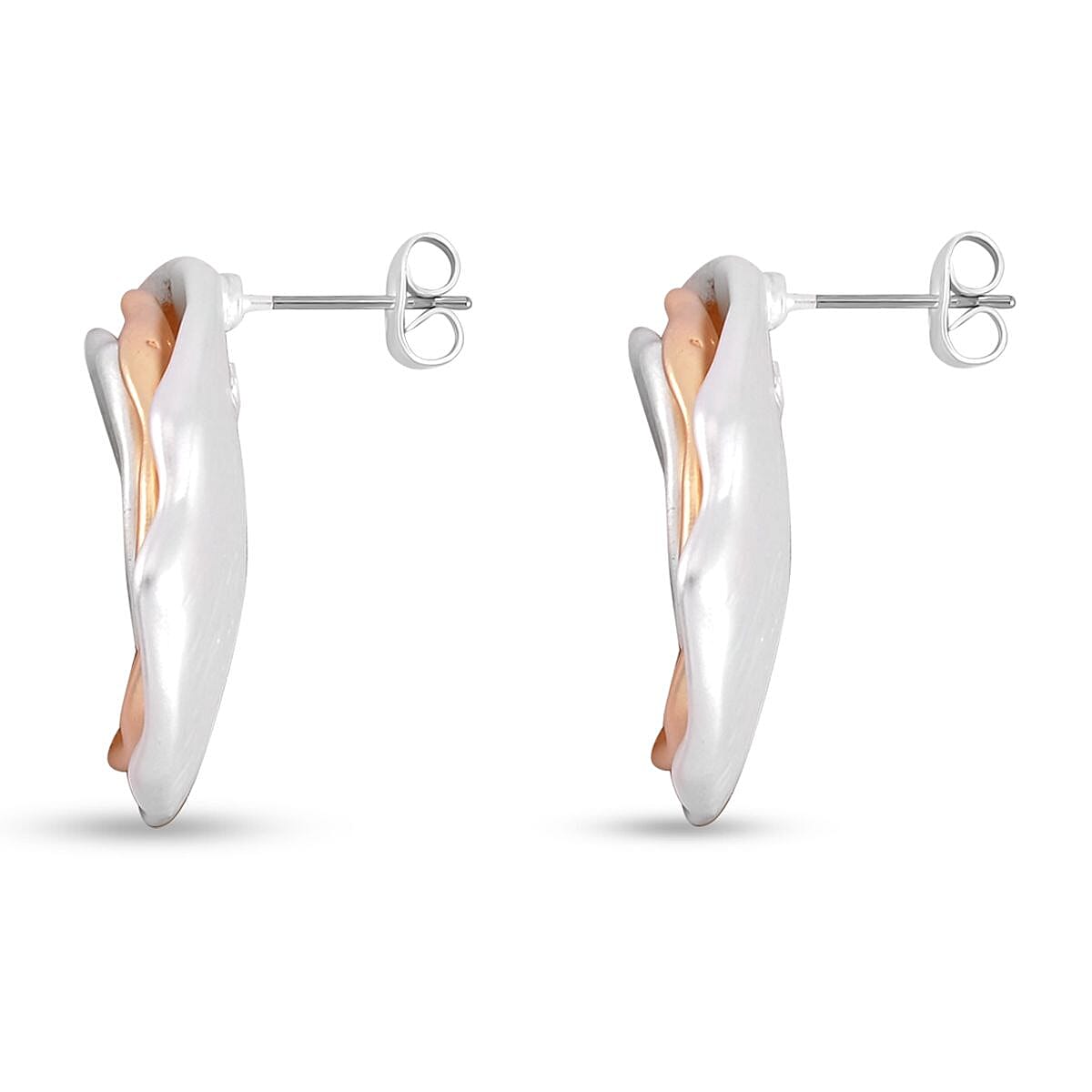 Set of 2 Freshwater Pearl, White Zirocn Earrings and Necklace (18-20 Inches) in Twotone image number 7