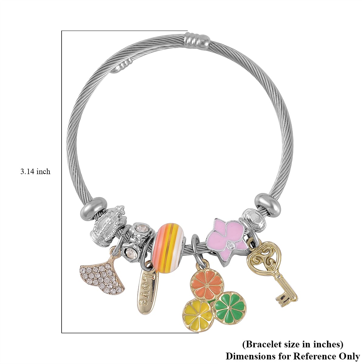 Resin, Austrian Crystal and Enameled Set of 2 Bracelet (6.50-7.00In) in Silvertone image number 4