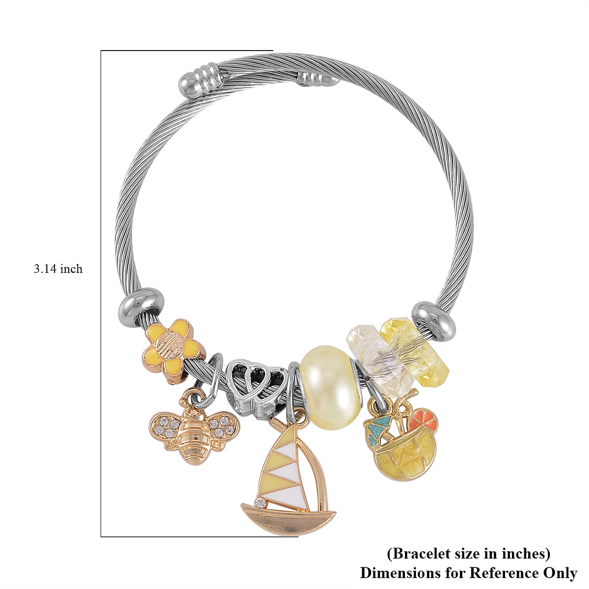 Resin, Austrian Crystal and Enameled Set of 2 Bracelet (6.50-7.00In) in Silvertone image number 7