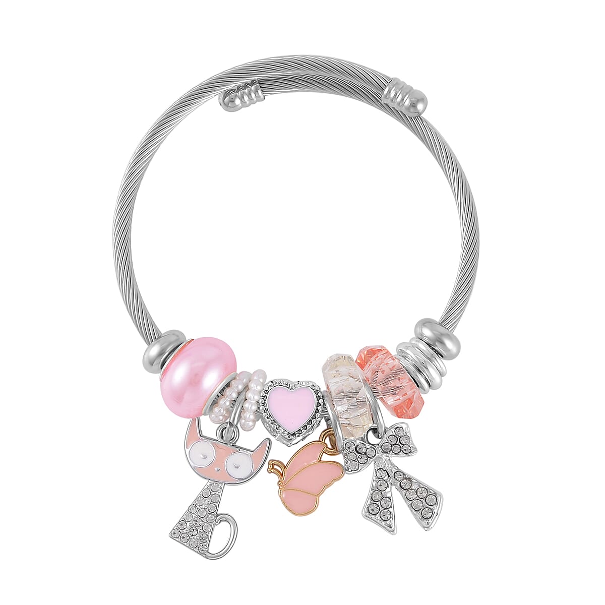 Resin, Simulated Pearl, Glass and Multi Austrian Crystal Set of 2 Bracelet (6.50-7.00In) in Silvertone image number 2