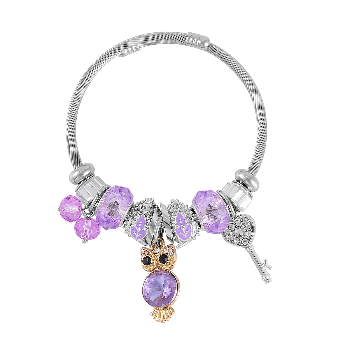 Resin, Simulated Pearl, Glass and Multi Austrian Crystal Set of 2 Bracelet (6.50-7.00In) in Silvertone image number 4