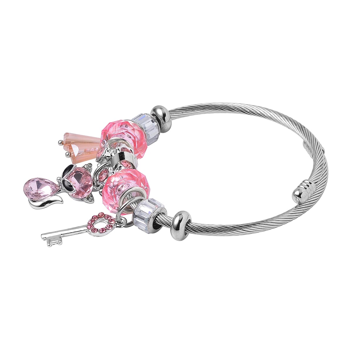 Set of 2 Resin, Multi Gemstone Enameled Charm Bracelet in Silvertone & Goldtone (6.5-7.0In) image number 3