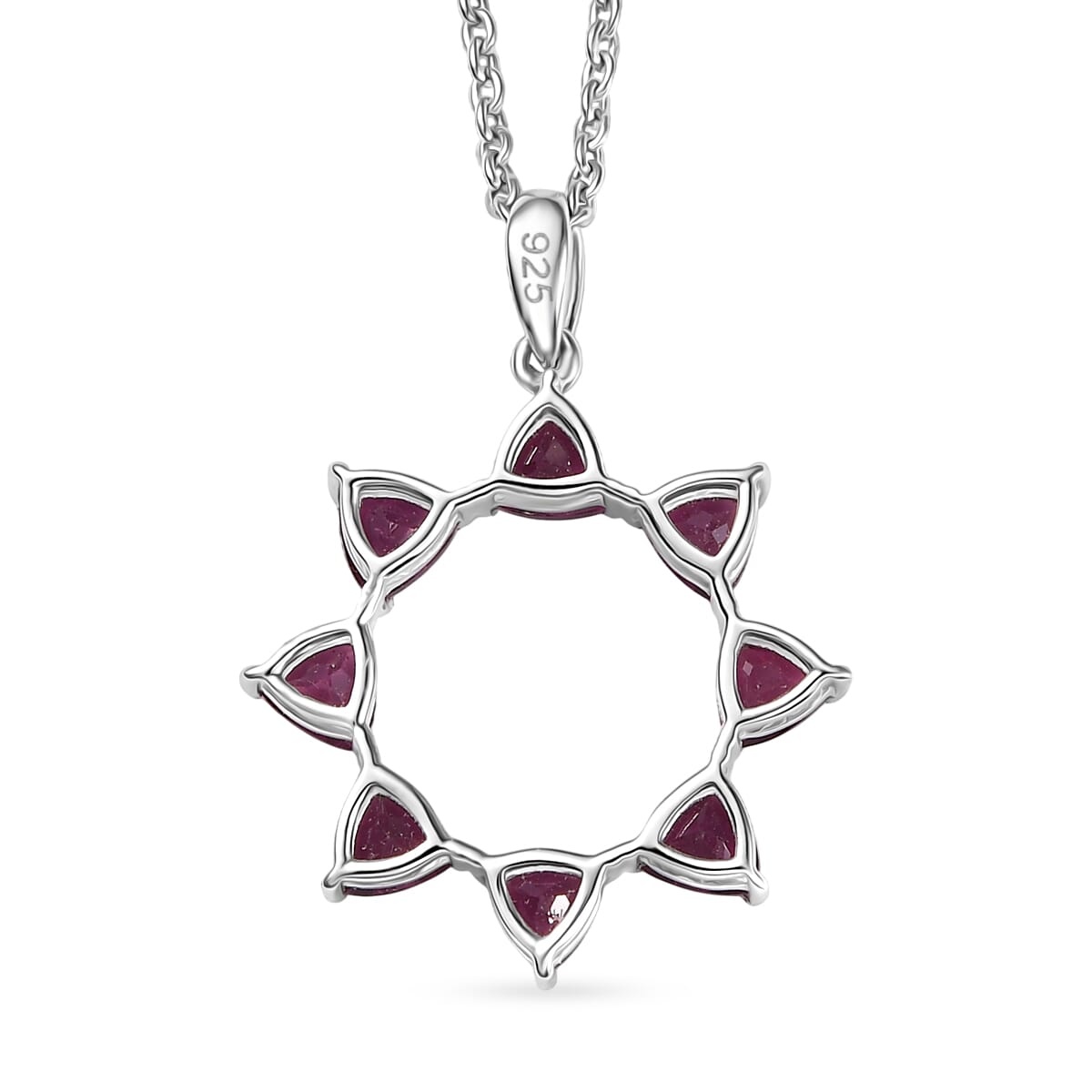 Orissa Rhodolite Garnet and Simulated Diamond 1.80 ctw Pendant Necklace in Rhodium Over Sterling Silver 20 Inches image number 4