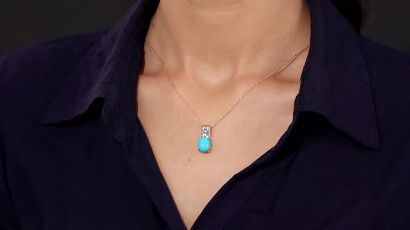 TLV Premium Sleeping Beauty Turquoise, Multi Gemstone Pendant Necklace (20 Inches) in Vermeil YG Over Sterling Silver 3.80 ctw