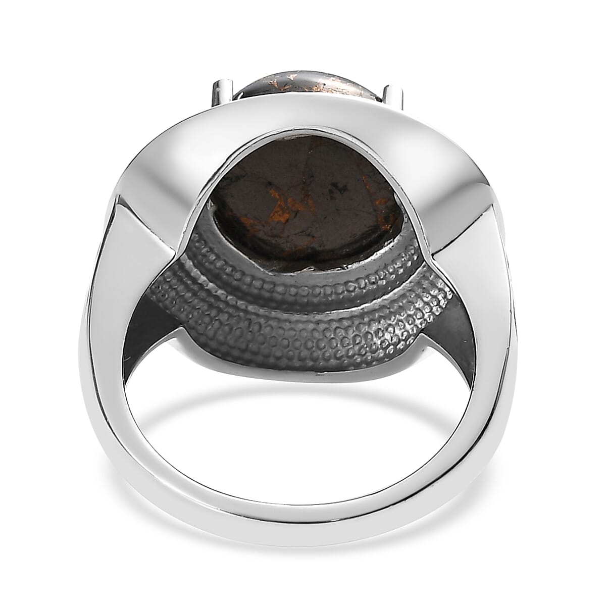 Matrix Silver Shungite Solitaire Ring Size 5 and Pendant Necklace 20 Inches in Stainless Steel 10.25 ctw
