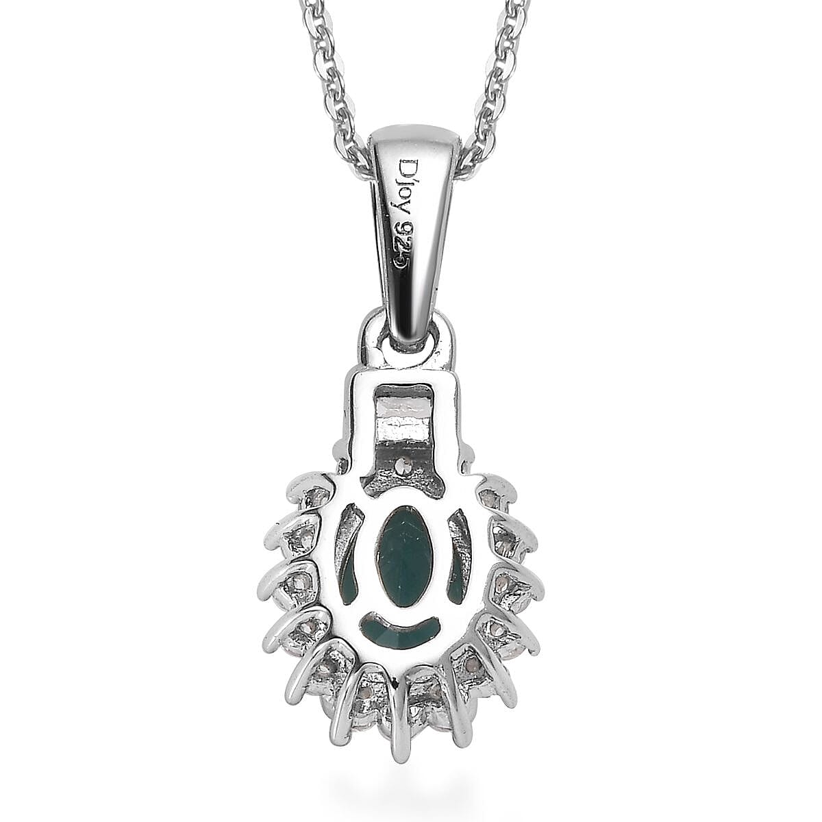 Premium Grandidierite and White Zircon Halo Ring (Size 5.0) and Pendant Necklace 20 Inches in Platinum Over Sterling Silver 2.10 ctw