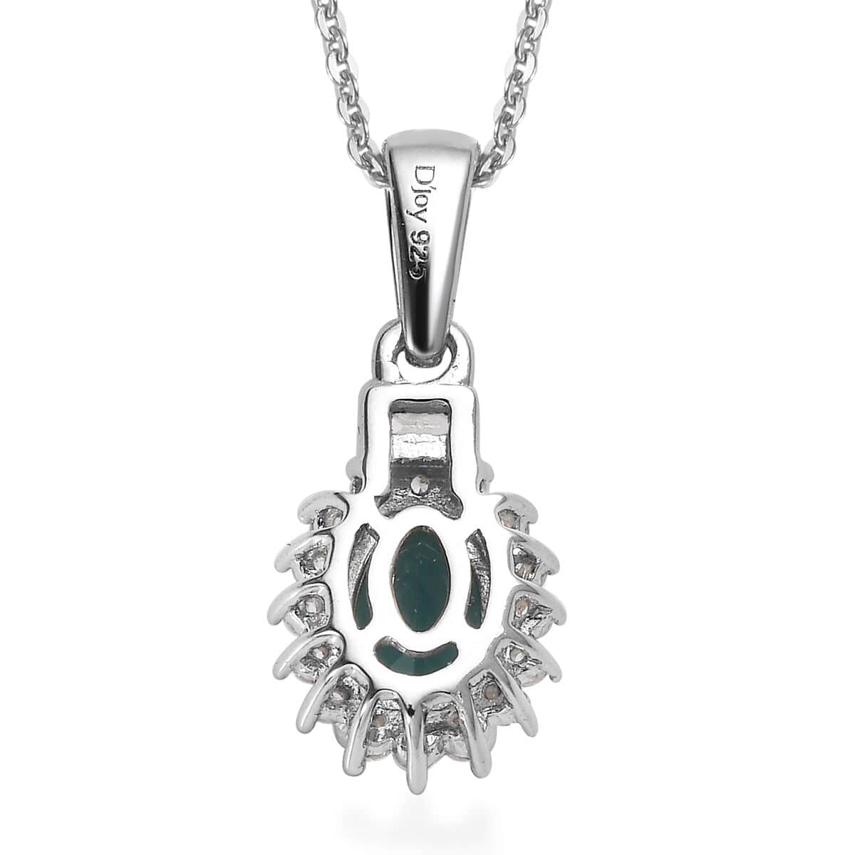 Premium Grandidierite and White Zircon Halo Ring and Pendant Necklace 20 Inches in Platinum Over Sterling Silver 2.10 ctw image number 8