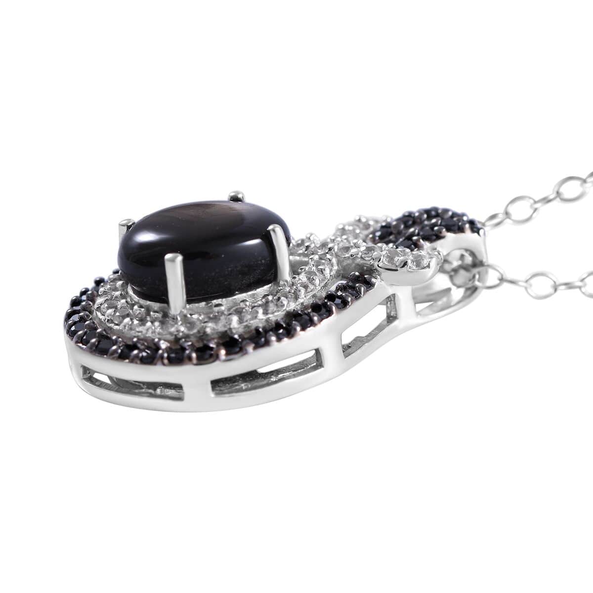 Premium Bankacha Natural Black Star Sapphire and Multi Gemstone 3.60 ctw Pendant Necklace in Platinum Over Sterling Silver 18 Inches image number 3