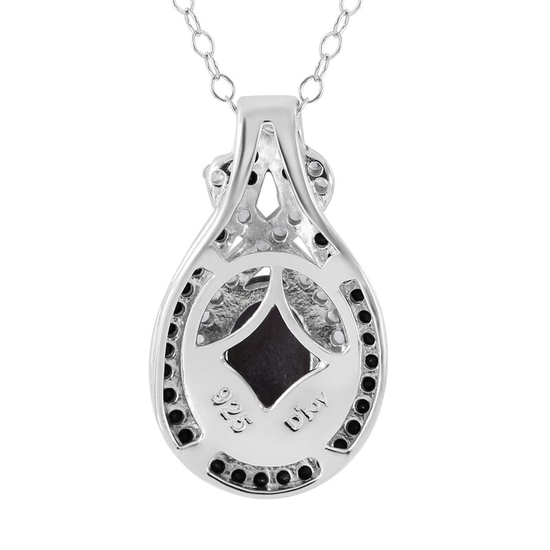 Premium Bankacha Natural Black Star Sapphire and Multi Gemstone 3.60 ctw Pendant Necklace in Platinum Over Sterling Silver 18 Inches